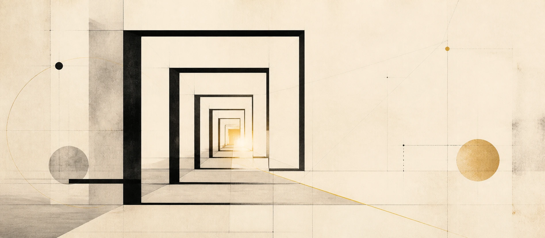 Abstract image of awareness constructing the idea of God from light, shadow, and human cognition.